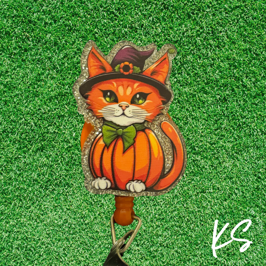 Orange Cat Badge Reel